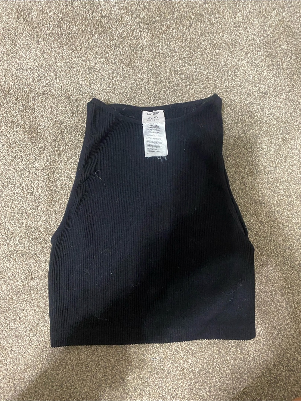 Cotton On Black Ribbed High-Neck Tank Top